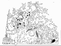 A coloring page of winnie the pooh - group